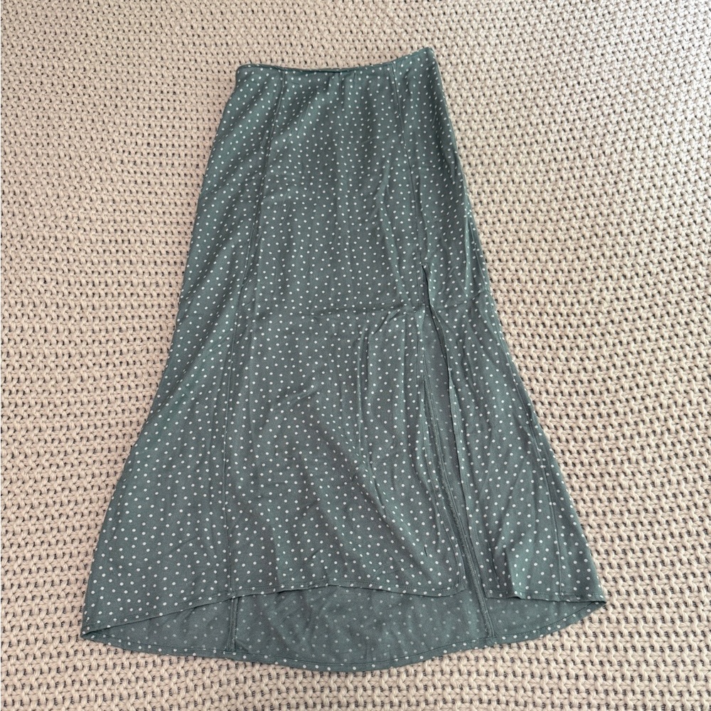 Abercrombie & Fitch Green Polka Dot Midi Skirt